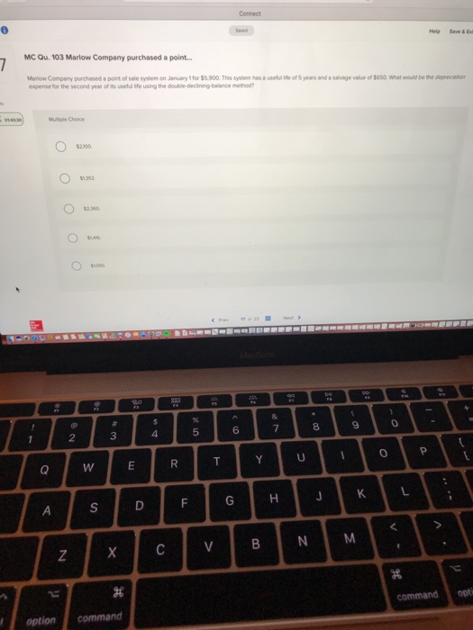 Solved Help Save E Mc Qu 103 Marlow Company Purchased A Chegg Com