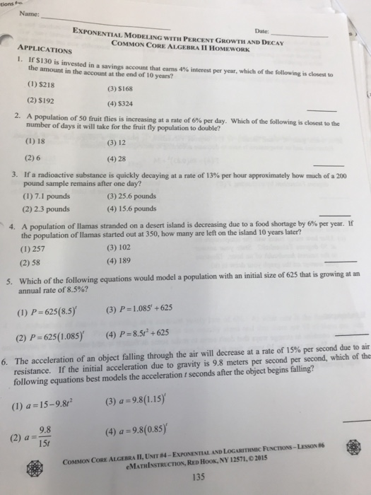 Common core algebra 2 unit 4 lesson 12 homework answers picture