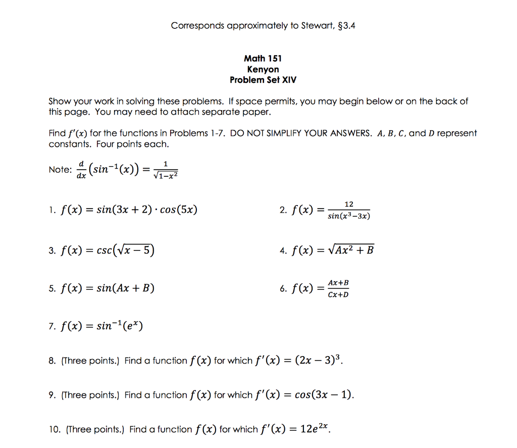 Solved Corresponds Approximately To Stewart 3 4 Math 1 Chegg Com