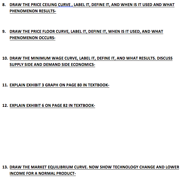 Solved 8 Draw The Price Ceiling Curve Label It Define I