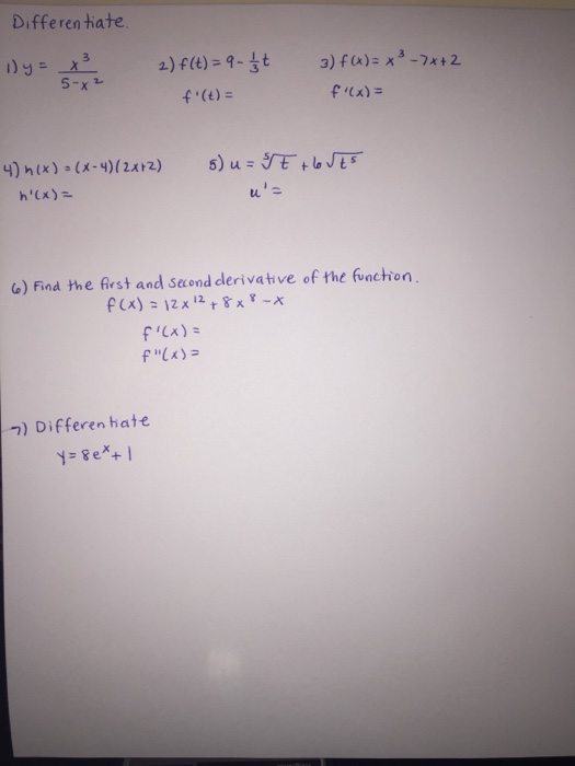 Differentiate 1 Y X 3 5 X 2 2 F T 9 1 3 Chegg Com