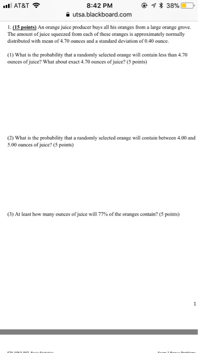 Solved 111 At T令 8 42 Pm A Utsa Blackboard Com 1 15 Po Chegg Com
