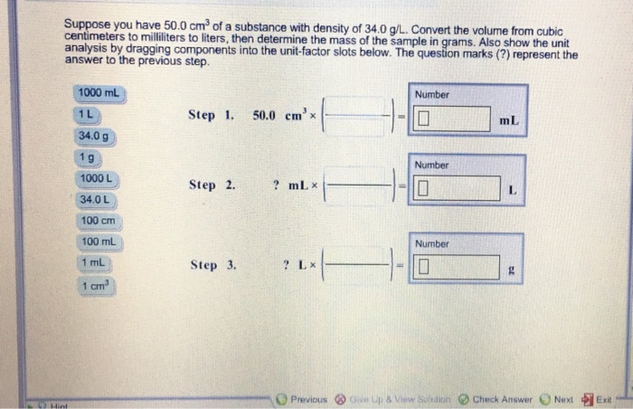 Solved Suppose You Have 50 0 Cm 3 Of A Substance With Chegg Com