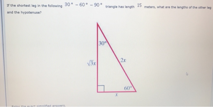 Solved If The Shortest Leg In The Following 30 60 90 Chegg Com