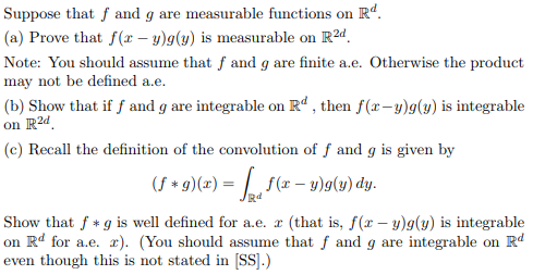 Suppose That F And G Are Measurable Functions On R Chegg Com