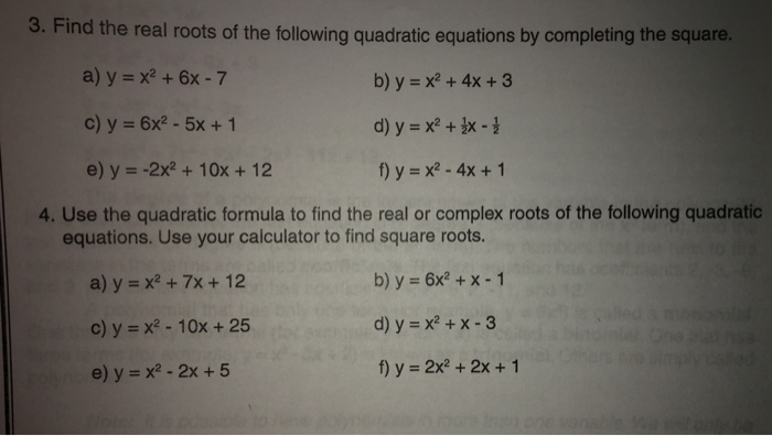 Solved 3 Find The Real Roots Of The Following Quadratic Chegg Com
