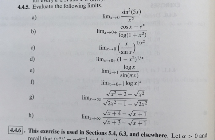 Solved Or Every Ned 4 4 5 Evaluate The Following Limits Chegg Com