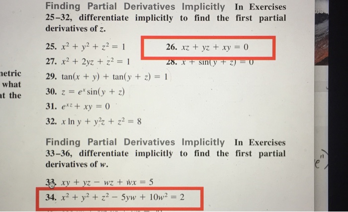 Solved Finding Partial Derivatives Implicitly In Exercises Chegg Com