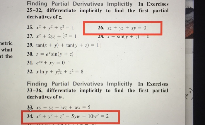 Finding Partial Derivatives Implicitly In Exercises Chegg Com