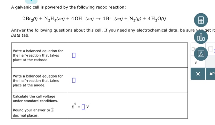 A Galvanic Cell Is Powered The Following Redox Chegg 