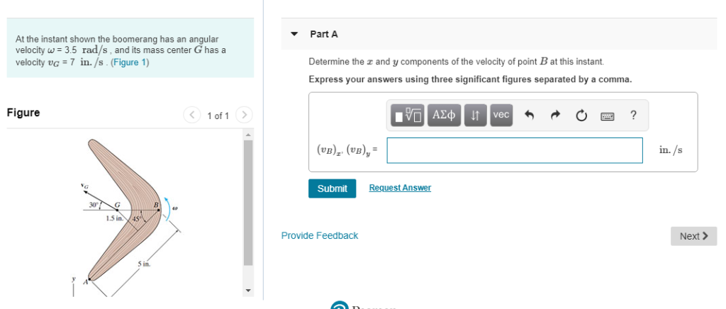 Solved Part A At The Instant Shown The Boomerang Has An A Chegg Com
