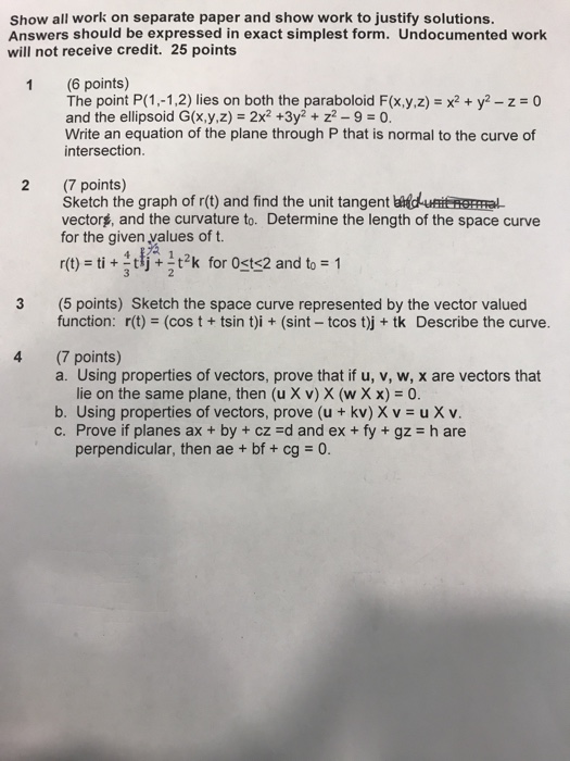 Solved Show All Work On Separate Paper And Show Work To J Chegg Com