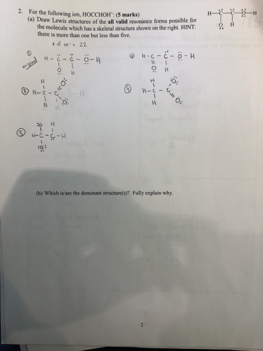 Solved 2 For The Following Ion Hocchoh 5 Marks A Draw Chegg Com Solved 2 For The Following Ion Hocchoh 5 Marks A Draw Chegg Com