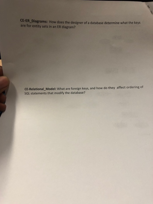 CE-ER Diagrams: How does the designer of a database determine what the keys are for entity sets in an ER diagram? CE-Relation