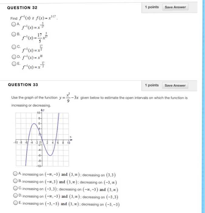 Find F 1 X If F X X 5 17 A F 1 X X Chegg Com