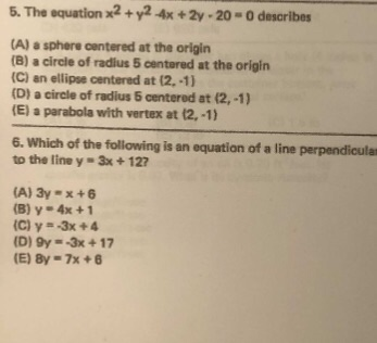 Solved 5 The Equation X2 Y2 4x 2y 0 Describes A A Chegg Com
