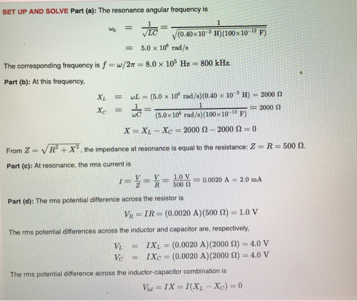 Solved Constants The Resonant Response Of The Series R L Chegg Com