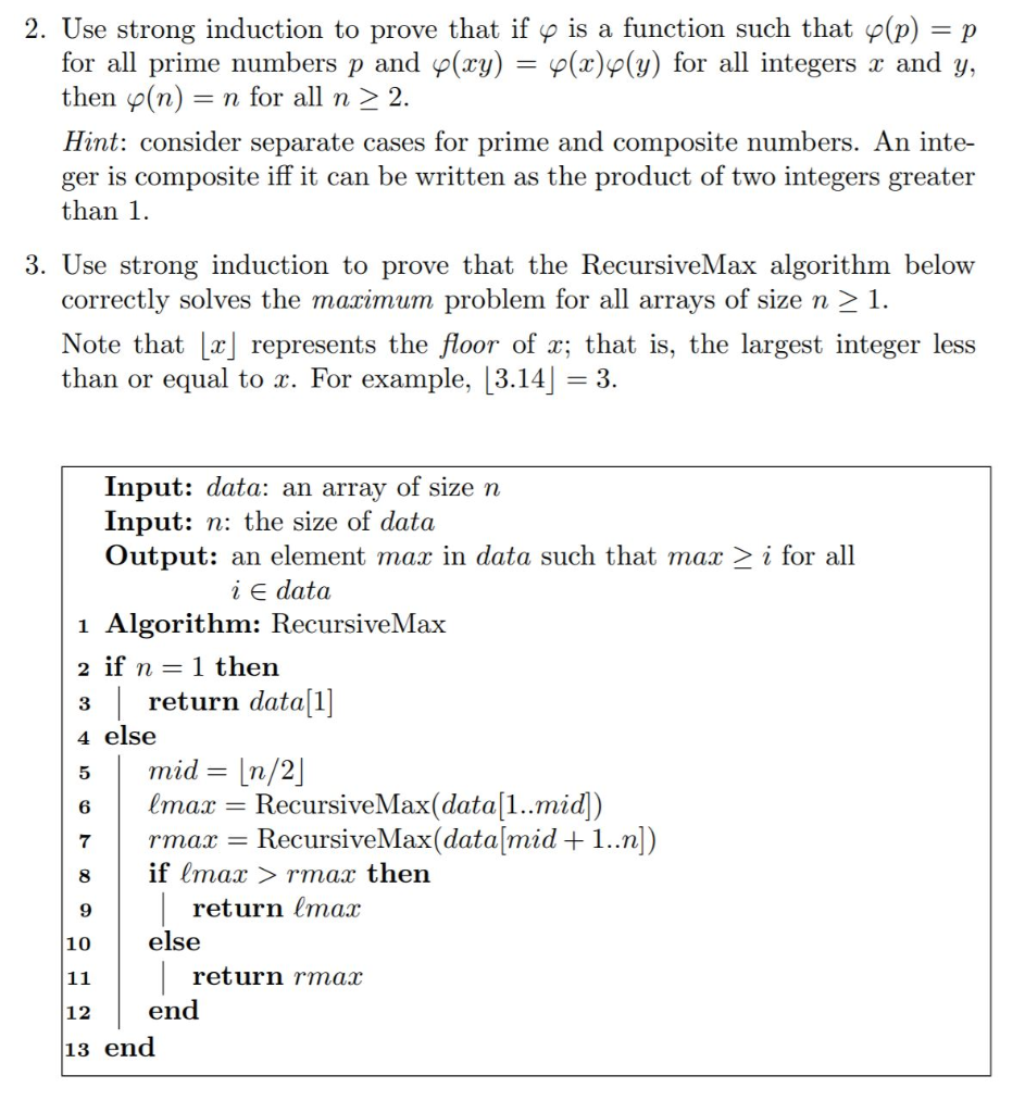 Solved 2 Use Strong Induction Prove O Function Y P P Prime Numbers P P Xy P X P Y Integers R Y P Q