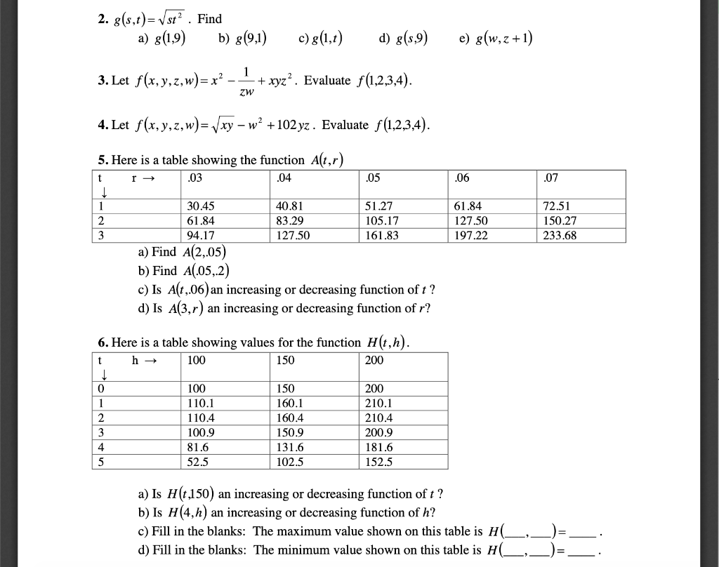 Solved 2 G S T St Find 3 Let F X Y Z W X Xyz2 Ev Chegg Com