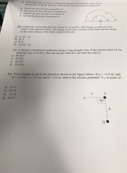 Solved 9 Inthe Figure Shown Below Charge Q Placed Chegg Com