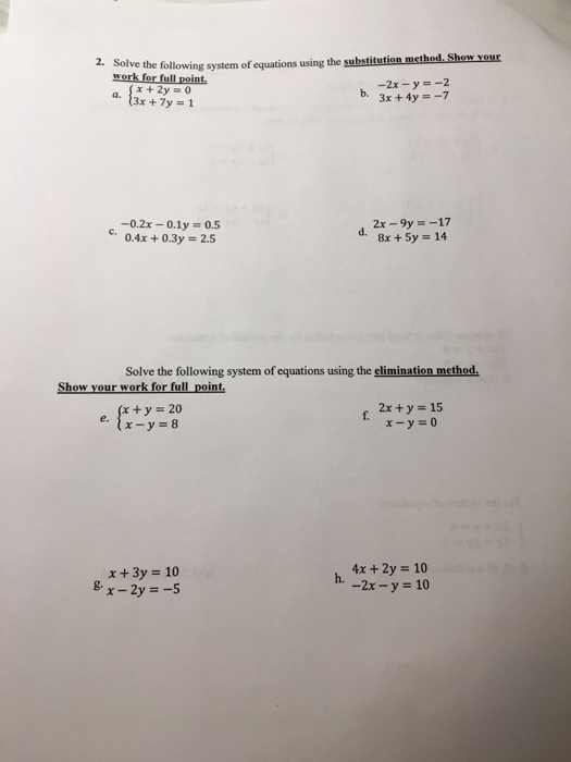 2 Solve The Following System Of Equations Using The Chegg Com