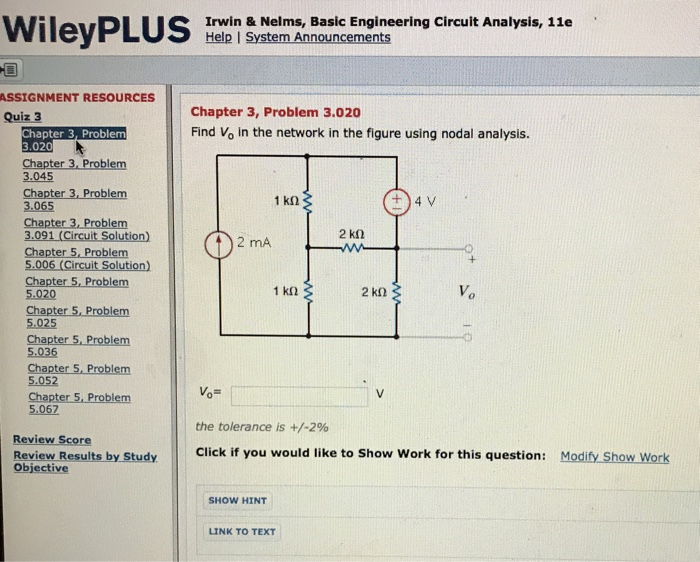 Solved Irwin & Nelms, Basic Engineering Circuit Analysis,...