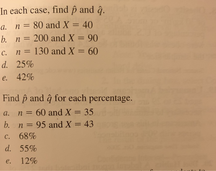 Solved In Each Case Find P And ậ A N 80 And X 40 B 2 Chegg Com