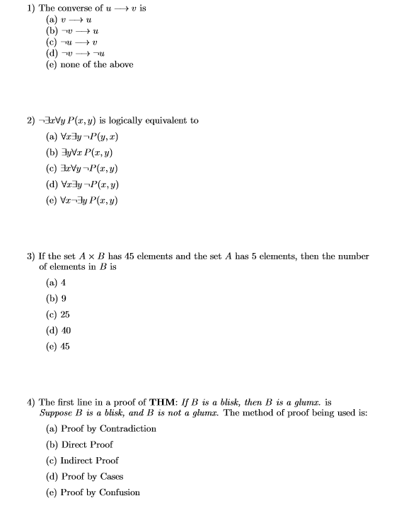 Solved 1 The Converse Of U Vis A V U B V U E N Chegg Com