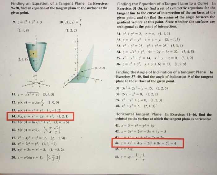 Finding An Equation Of A Tangent Plane In Exercises Chegg Com