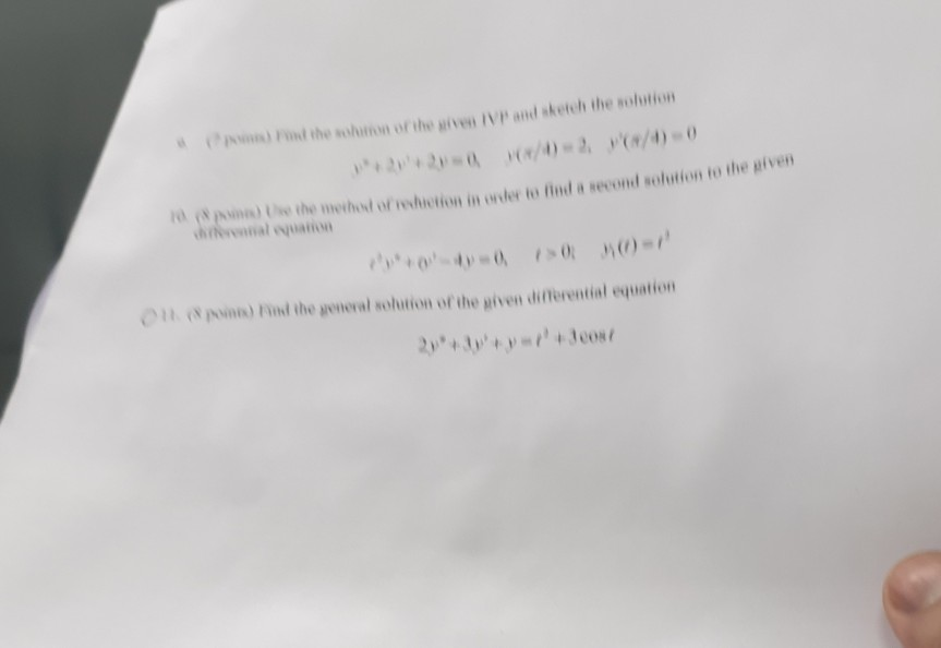 ) Find the sohuion of the given IVP and aketh the solution 0 ) e the mehosd ofction in er to find a second solution to the given nal equation Onpon) Find the general solution of the given differential equation