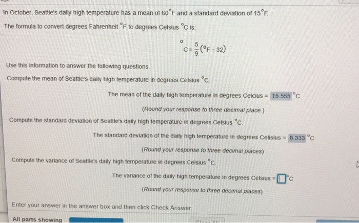 Solved In October Seattle S Daily High Temperature Has A Chegg Com