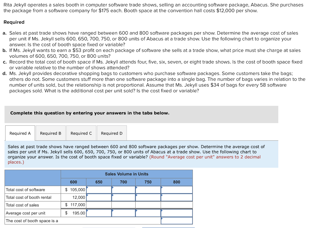 Solved Rita Jekyll operates a sales booth in computer | Chegg.com