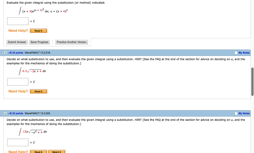 Solved Evaluate The Given Integral Using The Substitution Chegg Com