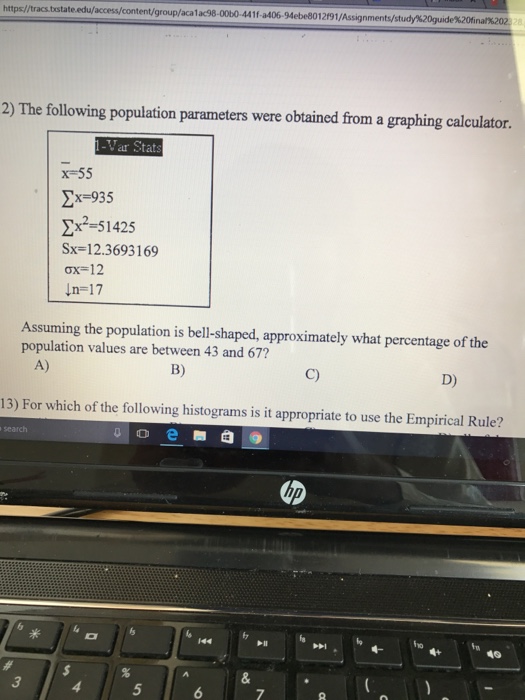 Solved The Following Population Parameters Were Obtained Chegg Com