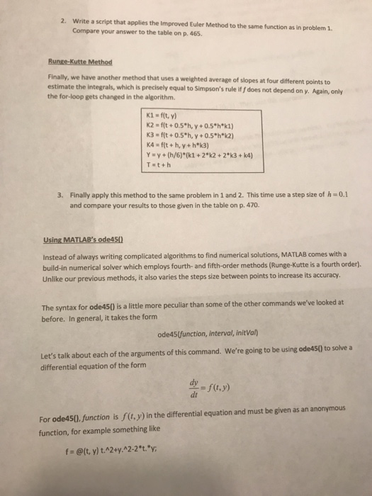 Solved This Matlab Assignment Will Be About Numerical App Chegg Com