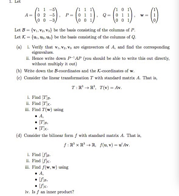 Solved Let A 1 1 5 0 2 5 0 0 3 P 1 1 1 0 1 1 0 Chegg Com