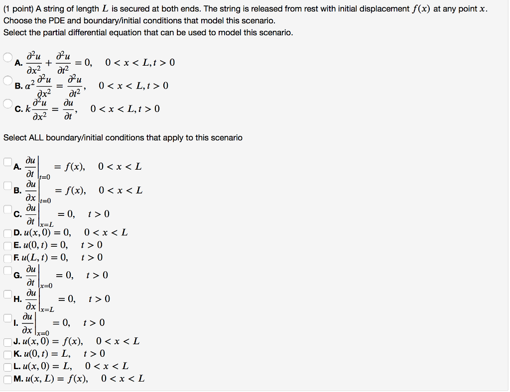 Solved 1 Point A String Of Length L Is Secured At Both Chegg Com