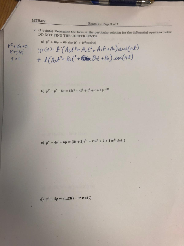 Solved: ... Exam 2-Page Of Points) 2. MTH322 Determine 3 7 (4