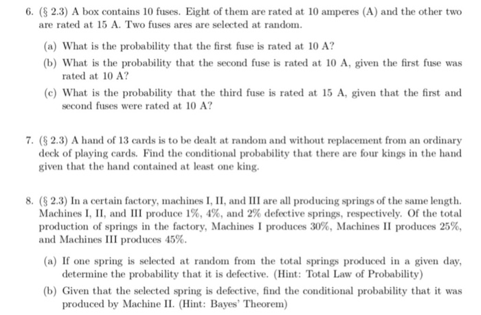 Solved 6 8 2 3 A Box Contains 10 Fuses Eight Of Them 8 2 3 A Box Contains 10 Fuses Eight Of Them Are
