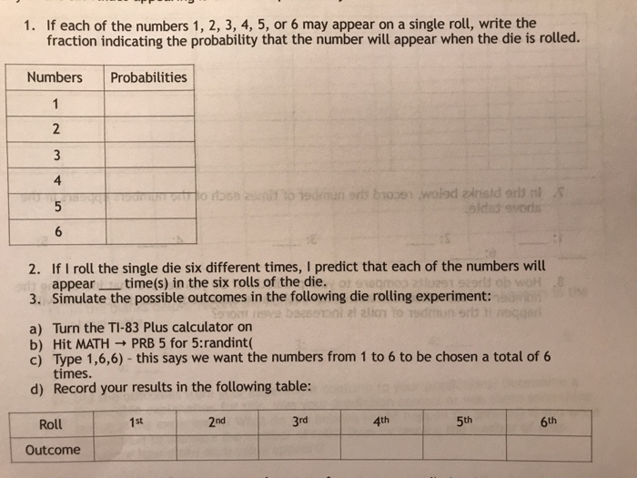 Solved 1 If Each Of The Numbers 1 2 3 4 5 Or 6 May Chegg Com