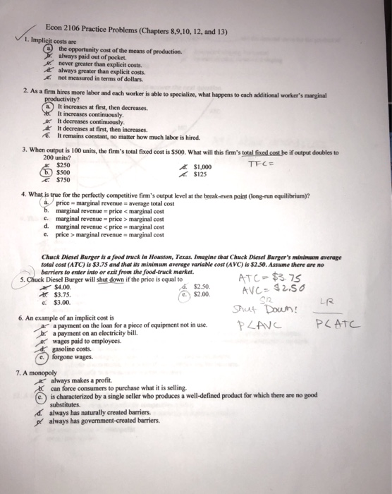 Solved CHAPTER 6 PRODUCTION AND COSTS (9 points) 1. The