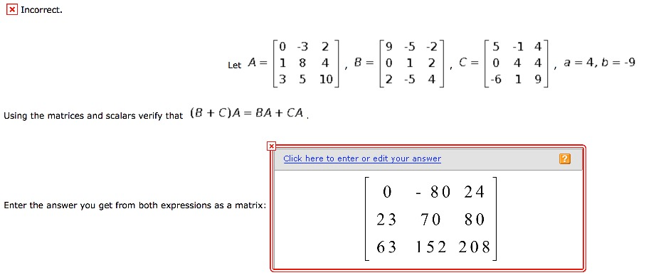 X Incorrect 0 3 2 5 1 4 9 5 2 Let A 11 8 4 8 10 1 Chegg Com