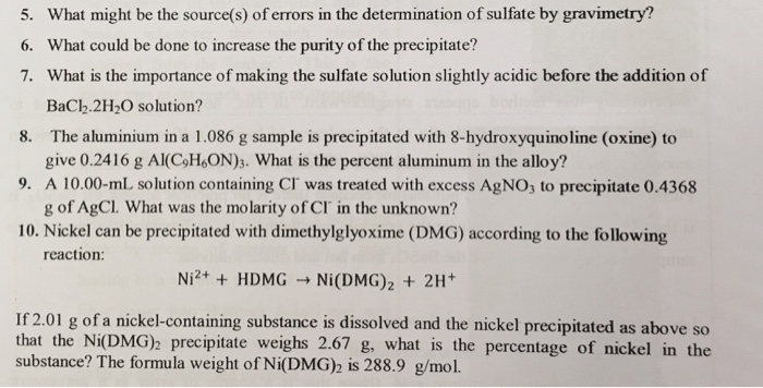 Gravimetric Determination Of Nickel Dmg