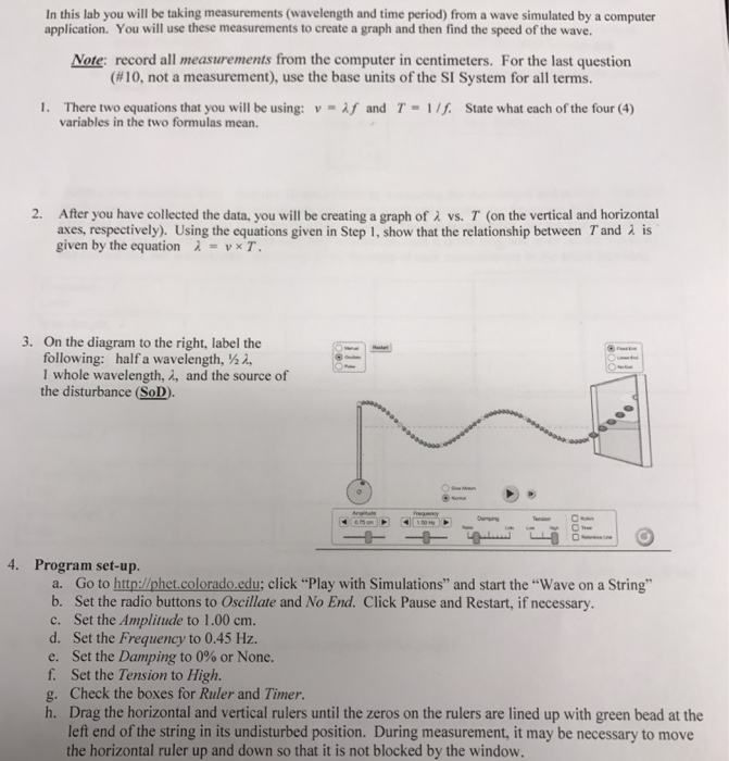 Solved In This Lab You Will Be Taking Measurements Wavel Chegg Com