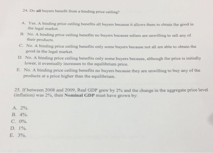 Solved 24. Do All Buyers Benefit From A Binding Price Cei
