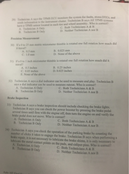 AUTOMOTIVE Final Exam Fall 201 oe we tho theowing | Chegg.com