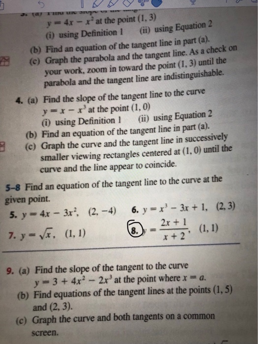 Solved Y 4x X At The Point 1 3 0 Using Definition 1 I Chegg Com