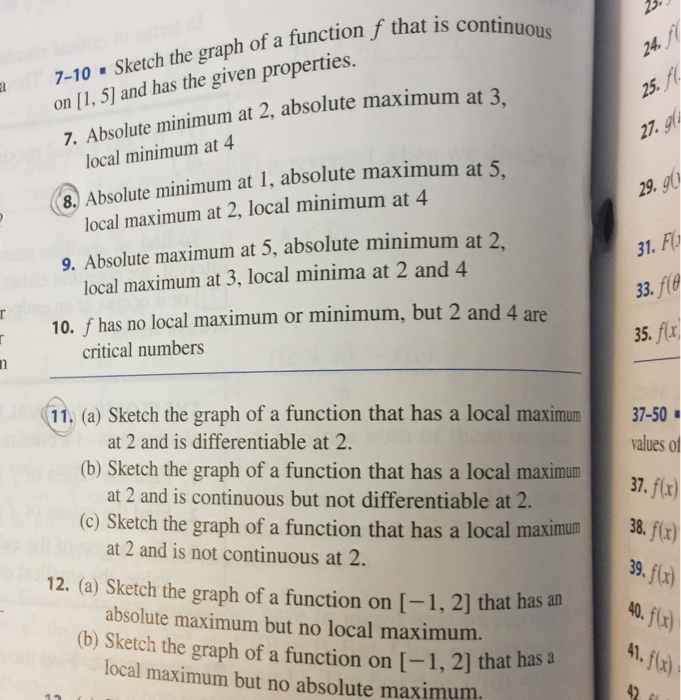 Solved 7 10 Sketch The Graph Of A Function F That Is Co O