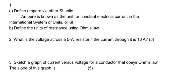 Solved Define ampere via other SI units. Ampere is known as | Chegg.com