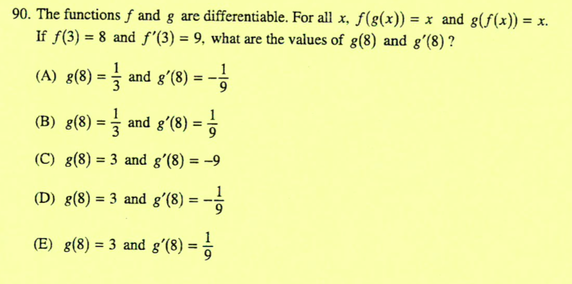 Solved 90 The Functions F And G Are Differentiable For Chegg Com